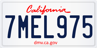 CA license plate 7MEL975