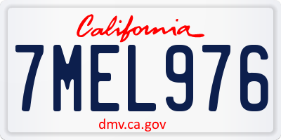CA license plate 7MEL976