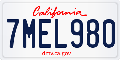 CA license plate 7MEL980