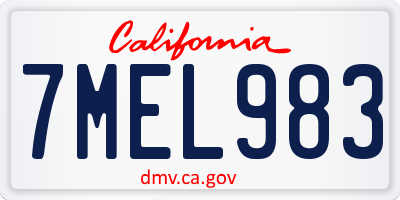 CA license plate 7MEL983