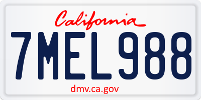 CA license plate 7MEL988