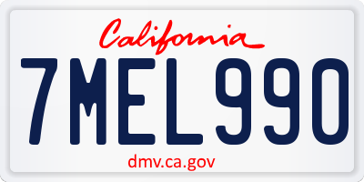 CA license plate 7MEL990