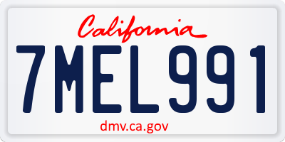 CA license plate 7MEL991