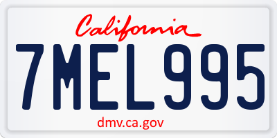 CA license plate 7MEL995