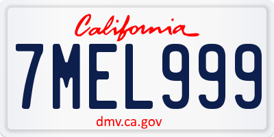 CA license plate 7MEL999