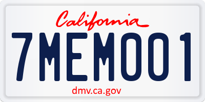 CA license plate 7MEM001