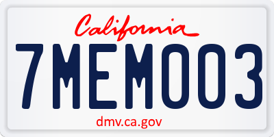 CA license plate 7MEM003