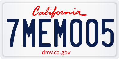 CA license plate 7MEM005