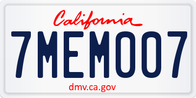 CA license plate 7MEM007