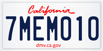 CA license plate 7MEM010