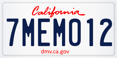 CA license plate 7MEM012