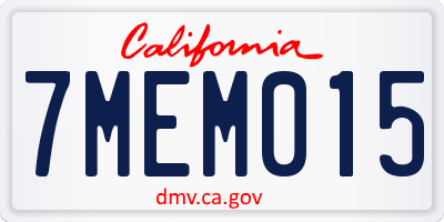 CA license plate 7MEM015