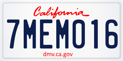 CA license plate 7MEM016