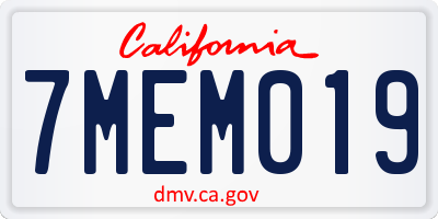 CA license plate 7MEM019