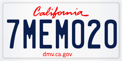 CA license plate 7MEM020
