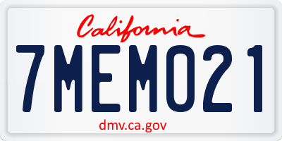 CA license plate 7MEM021