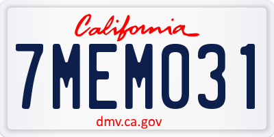 CA license plate 7MEM031