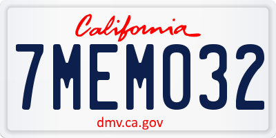 CA license plate 7MEM032