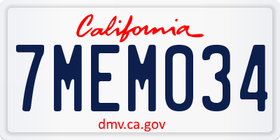 CA license plate 7MEM034