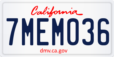 CA license plate 7MEM036