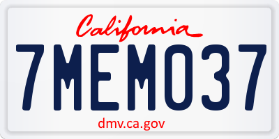 CA license plate 7MEM037