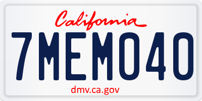CA license plate 7MEM040