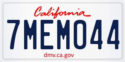 CA license plate 7MEM044