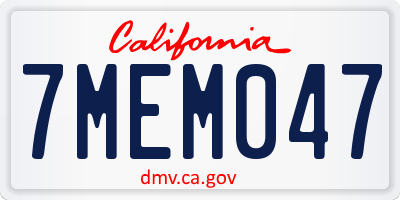 CA license plate 7MEM047