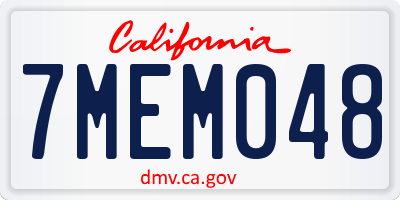 CA license plate 7MEM048