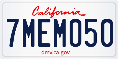 CA license plate 7MEM050