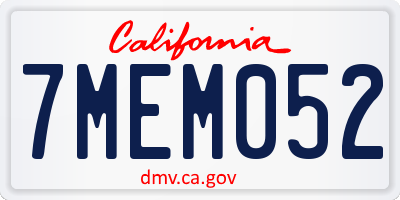 CA license plate 7MEM052