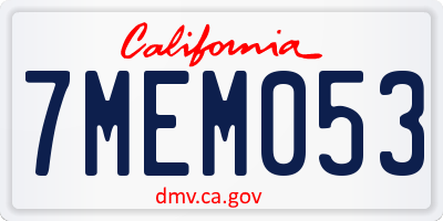 CA license plate 7MEM053