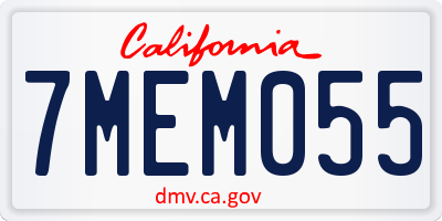 CA license plate 7MEM055