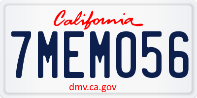 CA license plate 7MEM056