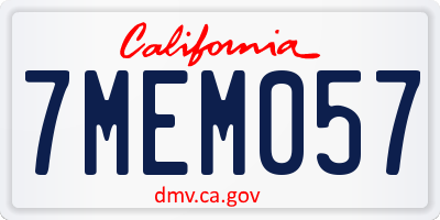 CA license plate 7MEM057