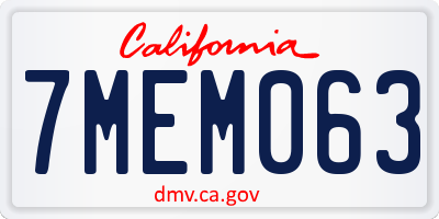CA license plate 7MEM063