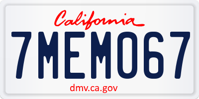 CA license plate 7MEM067