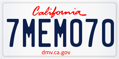 CA license plate 7MEM070