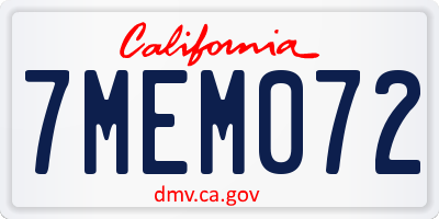 CA license plate 7MEM072