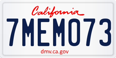 CA license plate 7MEM073