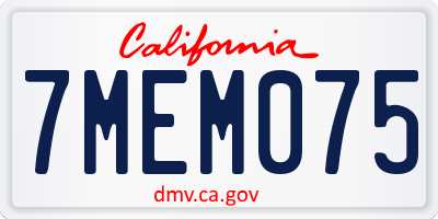 CA license plate 7MEM075