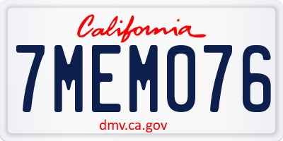 CA license plate 7MEM076