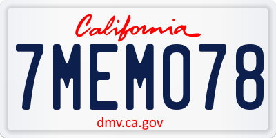 CA license plate 7MEM078