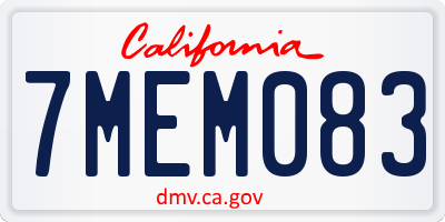 CA license plate 7MEM083