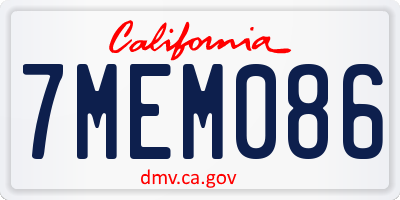 CA license plate 7MEM086