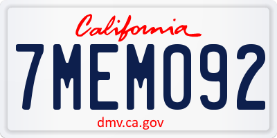 CA license plate 7MEM092