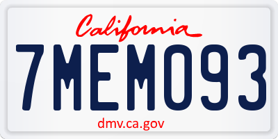 CA license plate 7MEM093