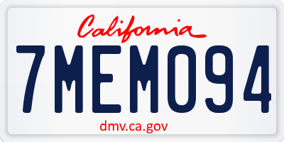 CA license plate 7MEM094