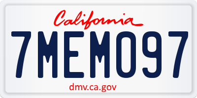 CA license plate 7MEM097