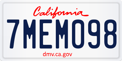 CA license plate 7MEM098